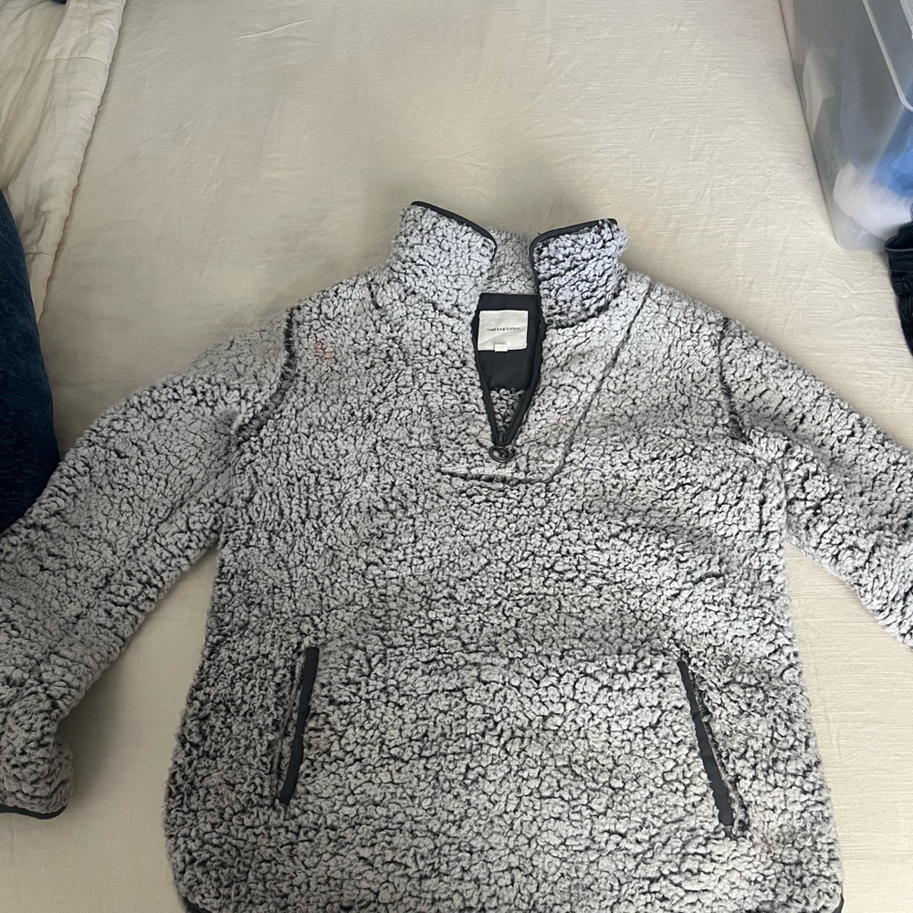 Cozy Gray Sherpa Quarter-Zip Pullover